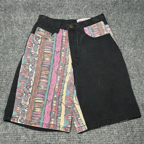 not guilty girls Other - Vintage 80s/90s Not Guilty Girls Denim Stripes/Black Denim Shorts‎ Size 12